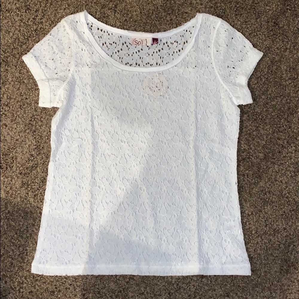 NWT SO Kohl’s Lace Front Tee